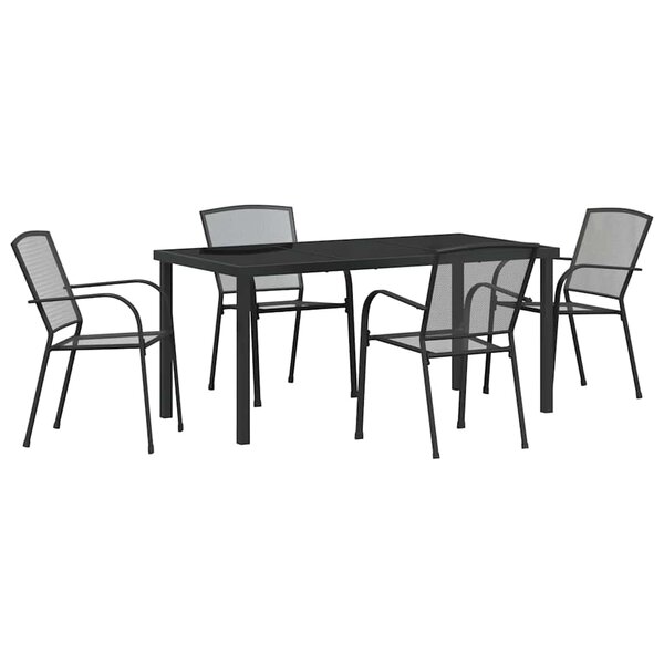vidaXL Ensemble de salle à manger pour jardin 5 Pièces Anthracite Acier