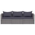 vidaXL Meuble de jardin 3 Pièces avec coussins Gris Résine tressée