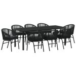 vidaXL Ensemble de repas de jardin de 9 pièces Noir Rattan PE