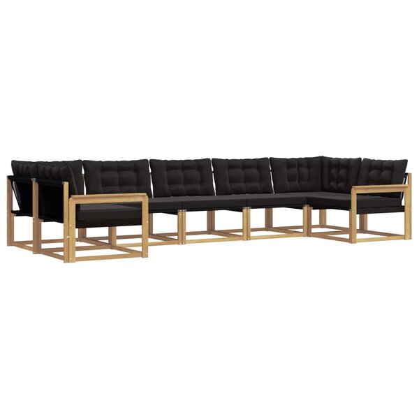 vidaXL Ensemble de canapés d'extérieur 7 pc Blanc et noir