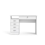 STUDENT Bureau 5 tiroirs - Décor blanc - L 109,3 x P 48,5 x H 75,6 cm