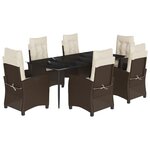 vidaXL Ensemble à manger de jardin et coussins 7 Pièces marron rotin
