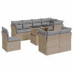 vidaXL Salon de jardin avec coussins 9 Pièces beige résine tressée