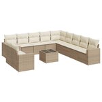 vidaXL Salon de jardin avec coussins 12 Pièces beige résine tressée
