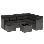 vidaXL Salon de jardin 8 Pièces avec coussins noir résine tressée