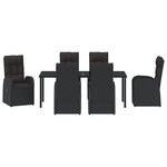 vidaXL Set de salle à manger de jardin de 7 pièces avec coussins noirs en rattan poly