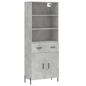 vidaXL Buffet haut Gris béton 69 5x34x180 cm Bois d'ingénierie
