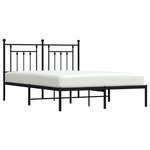 vidaXL Cadre de lit métal avec tête de lit noir 140x190 cm