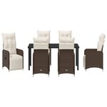 vidaXL Set de salle à manger de jardin 7 pièces avec coussins en poly rotin marron
