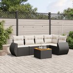 vidaXL Salon de jardin 6 Pièces avec coussins noir résine tressée