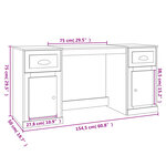 Bureau table poste de travail meuble d'ordinateur informatique étude avec armoire bois d'ingénierie gris 02_0023389