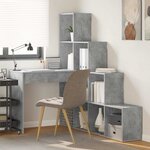 vidaXL Bureau d'angle avec étagère Gris béton 101.5 x 149.5 x 149.5 cm
