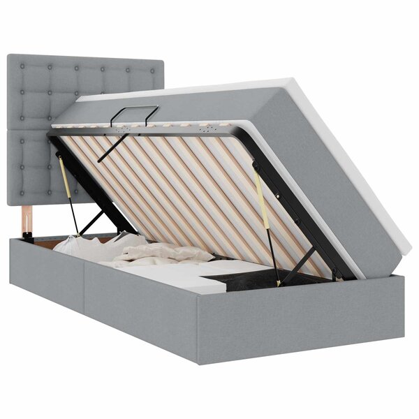 vidaXL Lit de rangement LED avec matelas Gris clair 100 x 200 cm Tissu