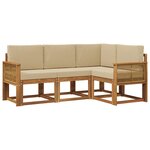 vidaXL Ensemble de canapés d'extérieur 4 Pièces Naturel et Beige