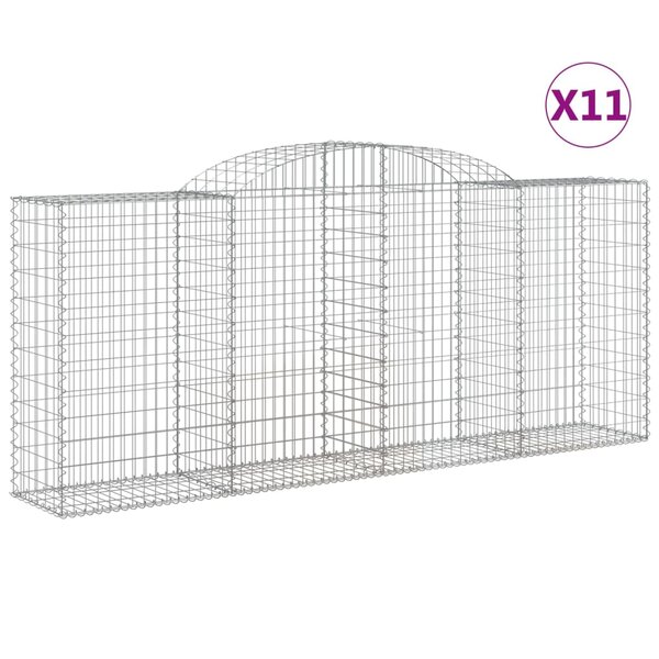 vidaXL Paniers à gabions arqués 11 Pièces 300x50x120/140 cm fer galvanisé