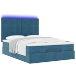 vidaXL Cadre de lit ottoman avec matelas bleu foncé 140x190 cm velours