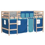 vidaXL Lit mezzanine enfants avec rideaux sans matelas bleu 90x190 cm
