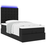 VidaXL Cadre de lit ottoman avec matelas noir 90x200 cm similicuir