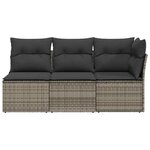 vidaXL Canapé de jardin avec coussins 3 places gris résine tressée