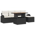 vidaXL Ensemble de canapé de jardin avec coussin 6 Pièces Noir et crème