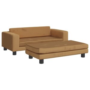 vidaXL Canapé avec repose-pied pour enfants marron 100x50x30cm velours