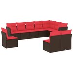 vidaXL Salon de jardin 10 Pièces avec coussins marron résine tressée