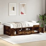 vidaXL Lit de jour avec tiroirs sans matelas chêne fumé 100x200 cm