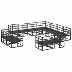vidaXL Ensemble de canapé de jardin avec coussin 11 Pièces Noir Aluminium