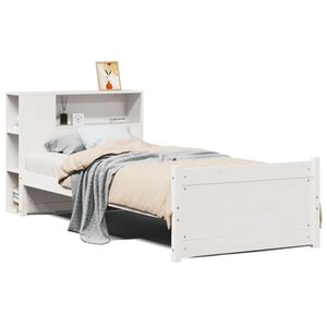 vidaXL Lit bibliothèque sans matelas blanc 90x200cm bois de pin massif