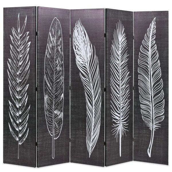 vidaXL Cloison de séparation pliable 200 x 170 cm Plumes Noir et blanc