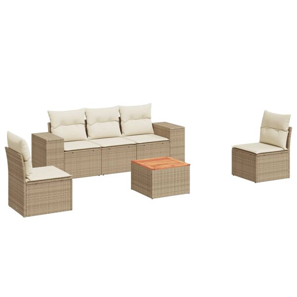 vidaXL Salon de jardin avec coussins 6 Pièces beige résine tressée