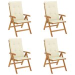 vidaXL Chaises de jardin inclinables lot de 4 et coussins bois teck