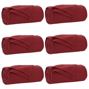 vidaXL Couvertures à jeter 6 Pièces Rouge Bordeaux 200 x 150 cm Toison