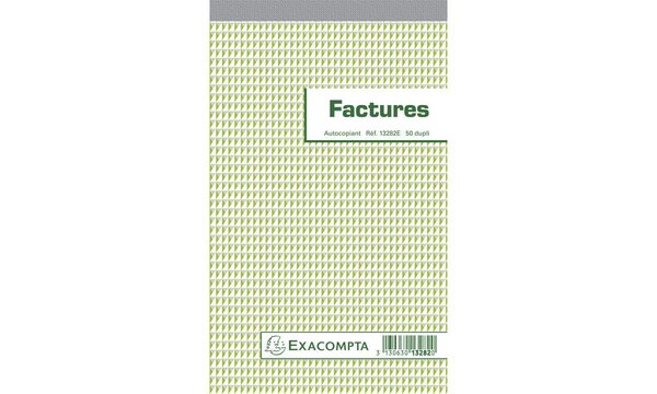 Manifold Factures 22x13 5cm collé en tête 50 feuillets dupli autocopiants x 10 EXACOMPTA