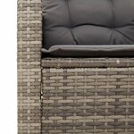 vidaXL Ensemble de bistro 3 Pièces et coussins gris résine tressée acacia