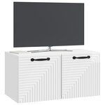 vidaXL Meuble TV mural Montage mural Blanc brillant 59 5 x 31 x 30 cm