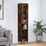 vidaXL Buffet haut Chêne fumé 34 5x34x180 cm Bois d'ingénierie