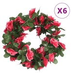 vidaXL Guirlandes de fleurs de Noël 6 Pièces rouge rosé 250 cm