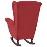 vidaXL Fauteuil à bascule à oreilles en velours rouge vin bois massif
