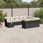 vidaXL Salon de jardin 11 Pièces avec coussins noir résine tressée