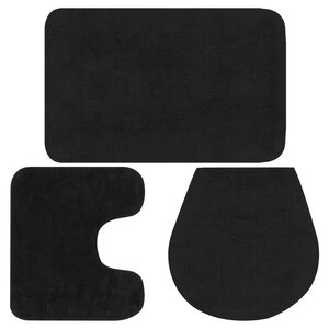 vidaXL Jeu de tapis de salle de bain 3 Pièces Tissu Anthracite
