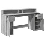 vidaXL Bureau et lumières LED sonoma gris 160x55x91 cm bois ingénierie