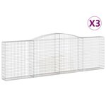vidaXL Paniers à gabions arqués 3 Pièces 400x30x120/140 cm Fer galvanisé
