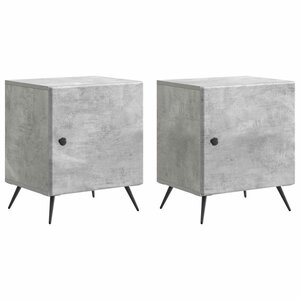 vidaXL Cabinet de chevet 2 pc Gris béton 43 x 34 5 x 50 cm