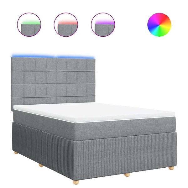 vidaXL Sommier à lattes de lit avec matelas Gris clair 140x190cm Tissu