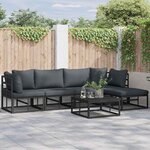 vidaXL Ensemble de canapé de jardin avec coussin 6 Pièces Noir Aluminium
