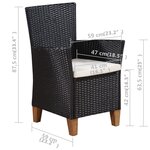 vidaXL Chaises d'extérieur lot de 2 avec coussins Résine tressée Noir