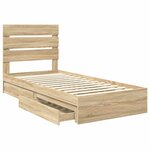 vidaXL Lit de Rangement Chêne Sonoma 90 x 200 cm Bois d'ingénierie