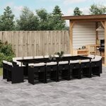 vidaXL Ensemble à manger de jardin 17 Pièces coussins noir résine tressée
