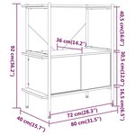 vidaXL Étagère à 3 niveaux armoire 80x40x92 cm Acier bois d'ingénierie